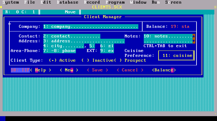 Foxpro 2.0 - Screen